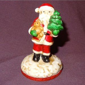 Santa Claus Figurine Holding Christmas Tree Teddy Bear Summit Collection 3"